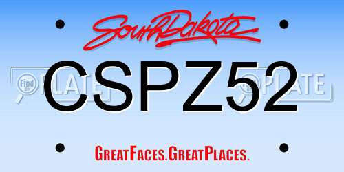 CSPZ52 South Dakota License Plate
