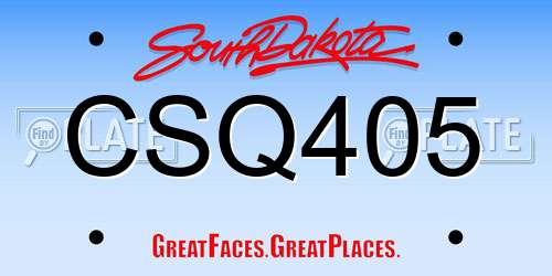 CSQ405 South Dakota License Plate