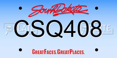 CSQ408 South Dakota License Plate