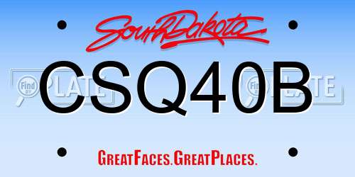 CSQ40B South Dakota License Plate