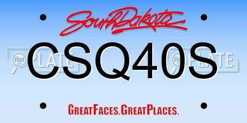 CSQ40S South Dakota License Plate
