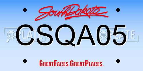 CSQA05 South Dakota License Plate