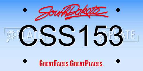 CSS153 South Dakota License Plate
