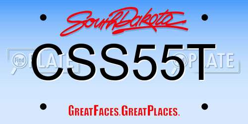 CSS55T South Dakota License Plate
