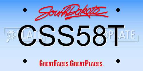 CSS58T South Dakota License Plate
