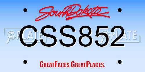 CSS852 South Dakota License Plate