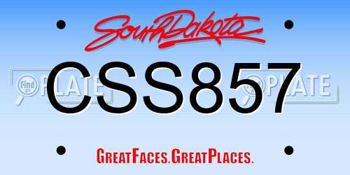 CSS857 South Dakota License Plate