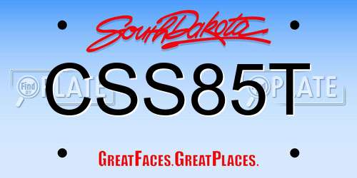 CSS85T South Dakota License Plate