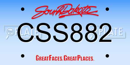 CSS882 South Dakota License Plate