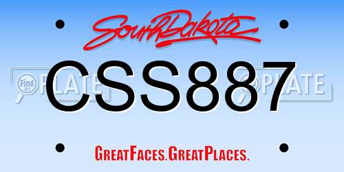 CSS887 South Dakota License Plate