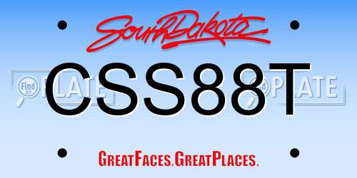 CSS88T South Dakota License Plate