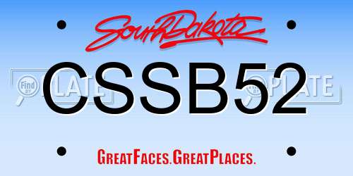 CSSB52 South Dakota License Plate