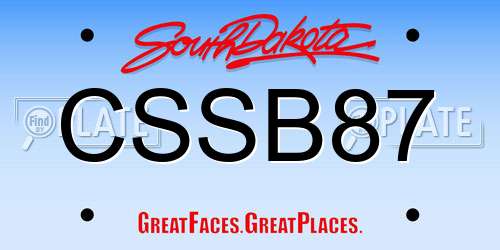 CSSB87 South Dakota License Plate