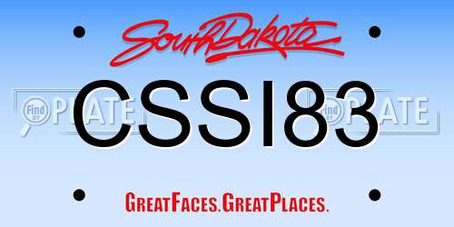 CSSI83 South Dakota License Plate