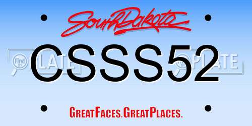 CSSS52 South Dakota License Plate
