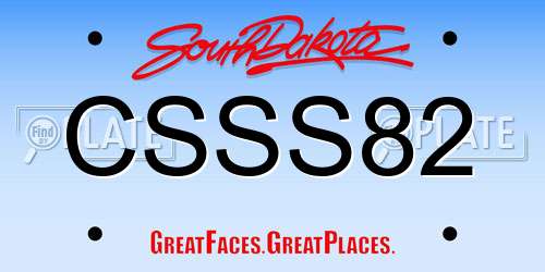 CSSS82 South Dakota License Plate