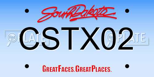 CSTX02 South Dakota License Plate