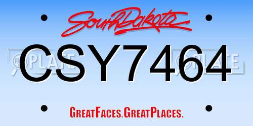 CSY7464 South Dakota License Plate