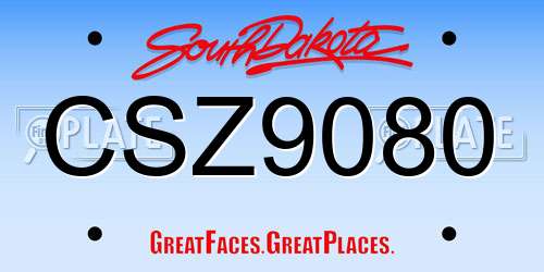 CSZ9080 South Dakota License Plate