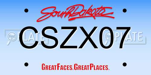 CSZX07 South Dakota License Plate
