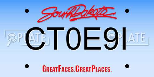 CT0E9I South Dakota License Plate