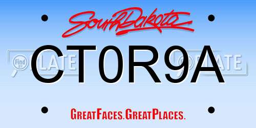 CT0R9A South Dakota License Plate