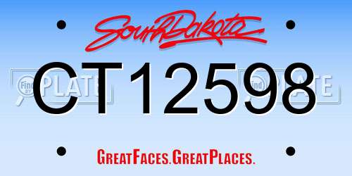 CT12598 South Dakota License Plate