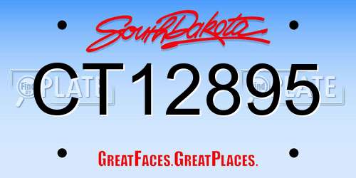 CT12895 South Dakota License Plate
