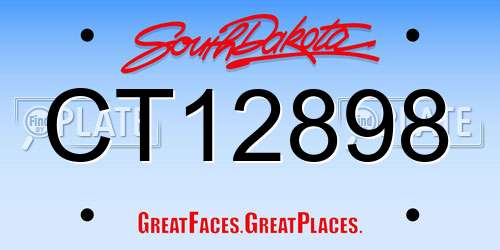 CT12898 South Dakota License Plate