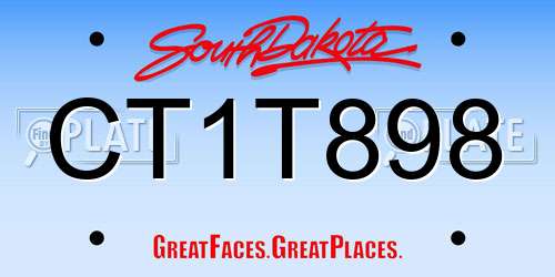 CT1T898 South Dakota License Plate