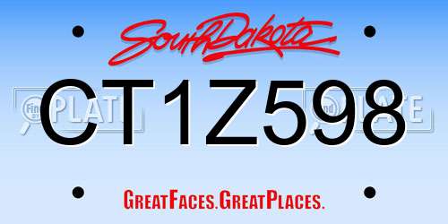 CT1Z598 South Dakota License Plate