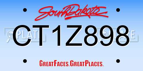 CT1Z898 South Dakota License Plate