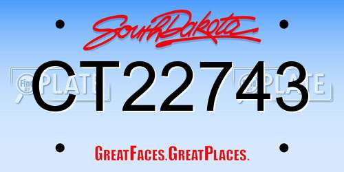 CT22743 South Dakota License Plate