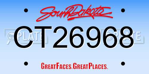CT26968 South Dakota License Plate