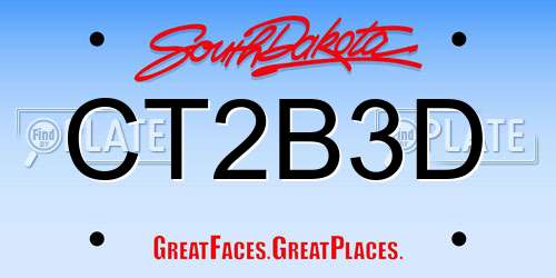 CT2B3D South Dakota License Plate