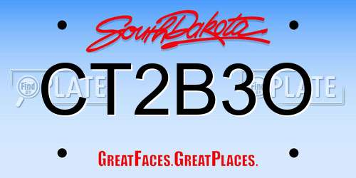CT2B3O South Dakota License Plate