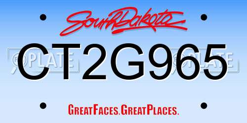 CT2G965 South Dakota License Plate