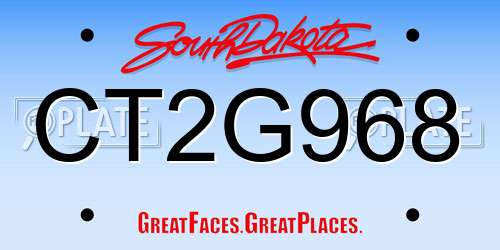 CT2G968 South Dakota License Plate