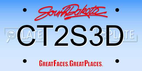 CT2S3D South Dakota License Plate