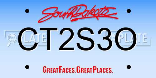 CT2S3O South Dakota License Plate