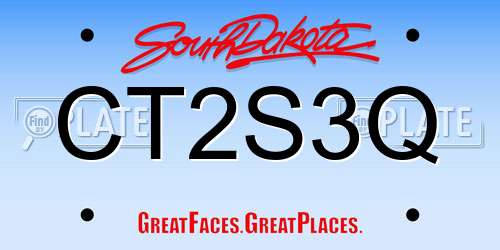 CT2S3Q South Dakota License Plate