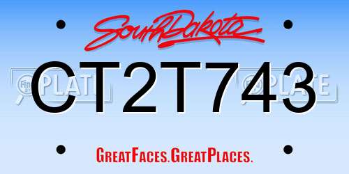 CT2T743 South Dakota License Plate