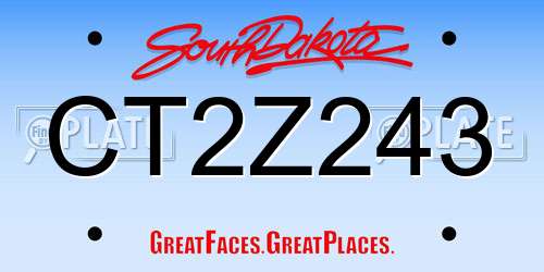 CT2Z243 South Dakota License Plate