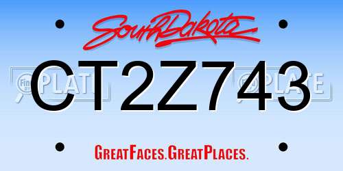 CT2Z743 South Dakota License Plate