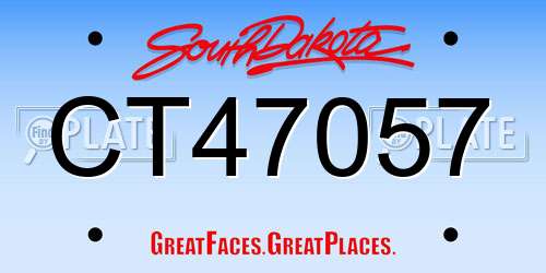 CT47057 South Dakota License Plate