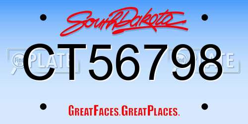 CT56798 South Dakota License Plate