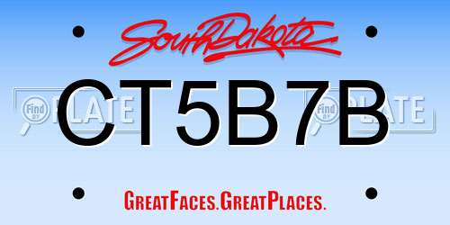 CT5B7B South Dakota License Plate
