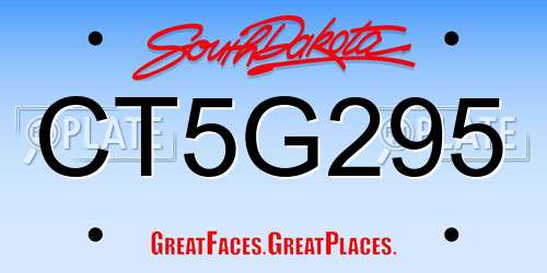 CT5G295 South Dakota License Plate
