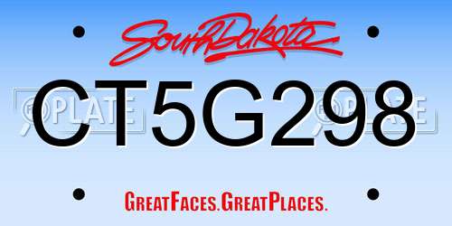 CT5G298 South Dakota License Plate