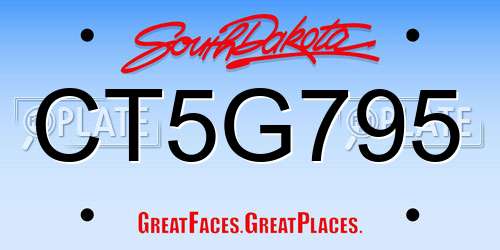 CT5G795 South Dakota License Plate